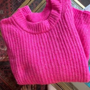 Aerie neon pink crew neck sweater